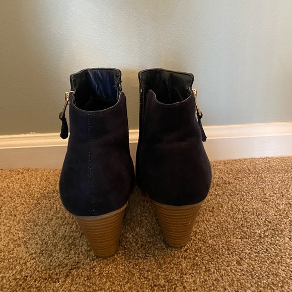 Navy Blue Heeled Booties - Picture 2 of 3